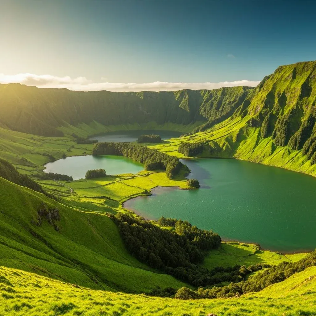 Sete Cidades twin lakes on São Miguel island, Azores